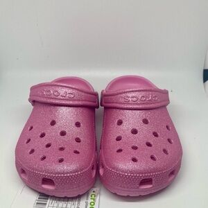 Crocs Classic Glitter Clog Kids – Pink Sparkle – Size J2 (Youth 2 / EU 33-34)